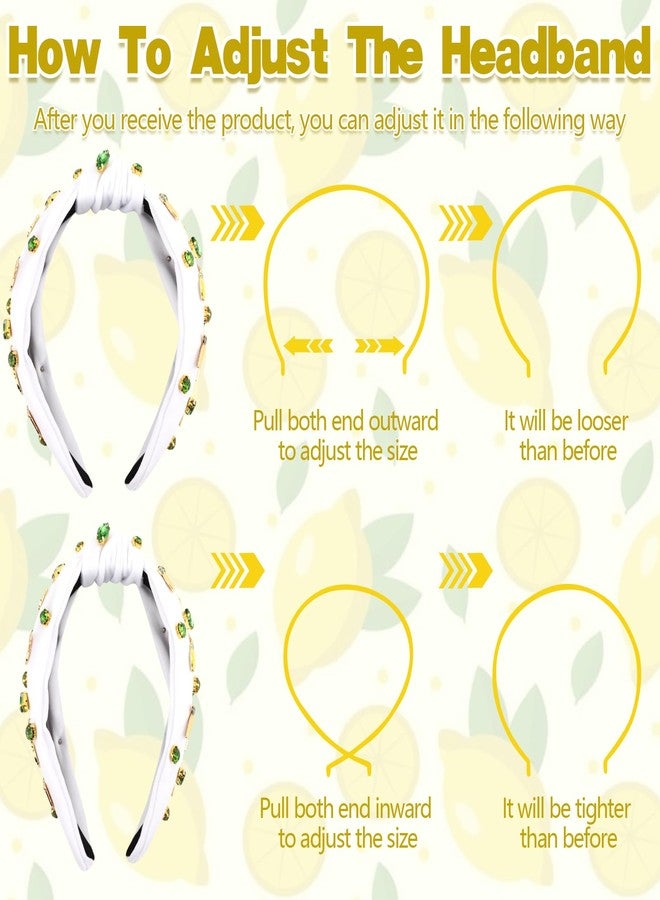 Hapdoo White Lemon Rhinestone Jeweled Knotted Headbands for Women Girls, Fashion Cute Fruit Hair Accessories Gift for Girls - Image 4